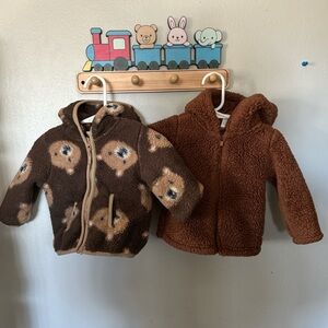 Baby boys 3-6 months carters and Little Me Brown Teddy Bear puffy Jackets